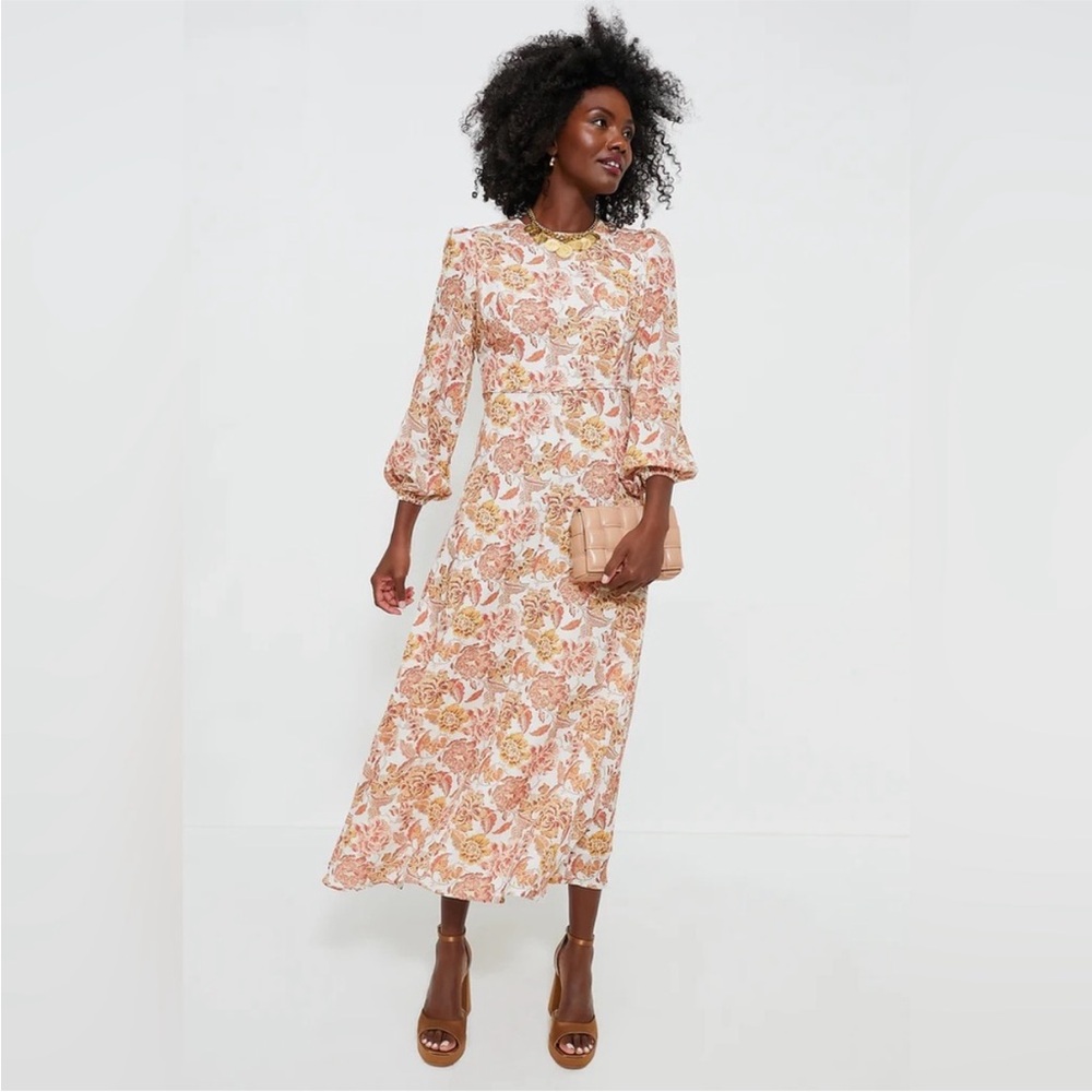 EUC Hyacinth House Saffron Floral Sophia Long Sleeve Maxi Dress, Size S